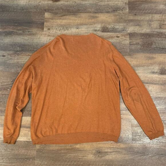 Pronto Uomo XL Burnt Orange V-Neck Sweater Cotton Cashmere Pullover Casual READ - Picture 2 of 11